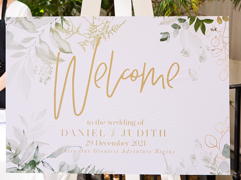 Daniel and Judith welcome sign