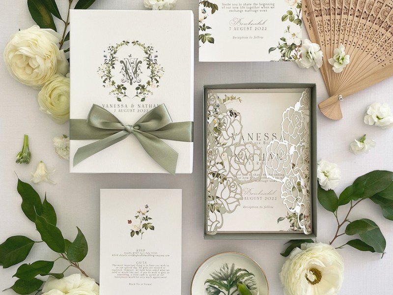 Rose Castle boxed invitation