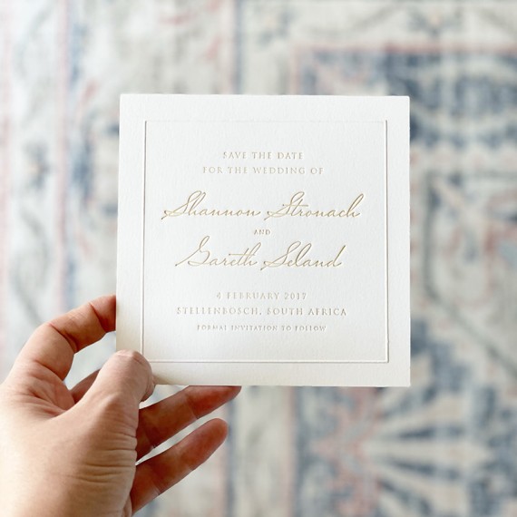 Shannon & Gareth letterpress invitation