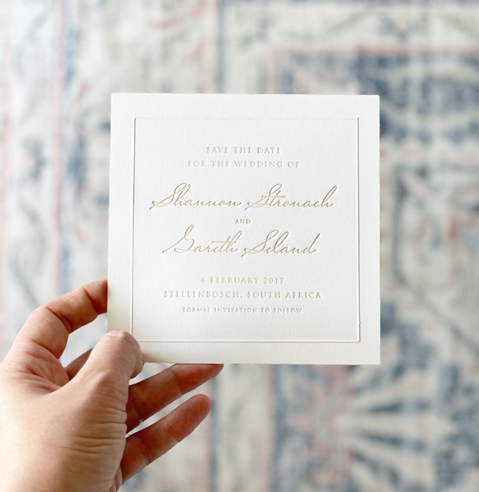 Shannon & Gareth letterpress invitation