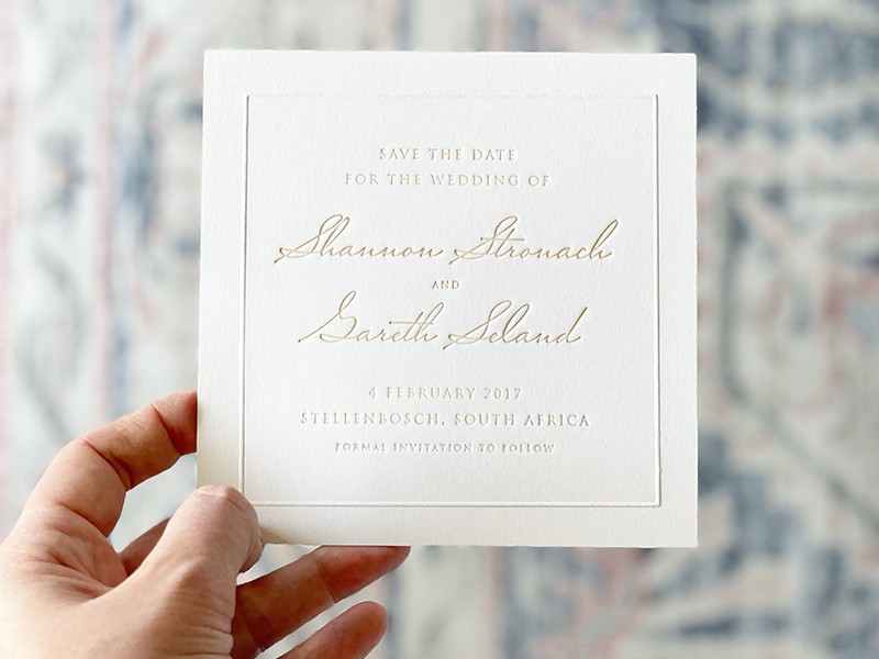 Shannon & Gareth letterpress invitation