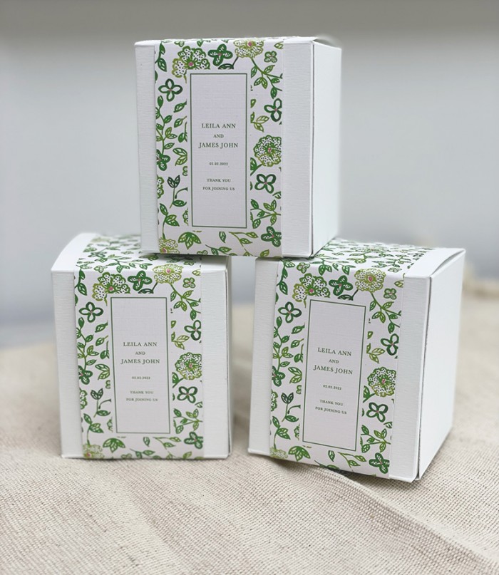 Sea green and white gift favour box