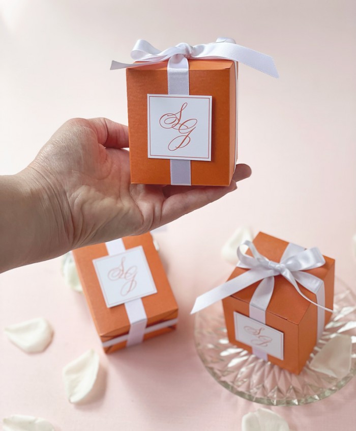 Tangerine gift favour box