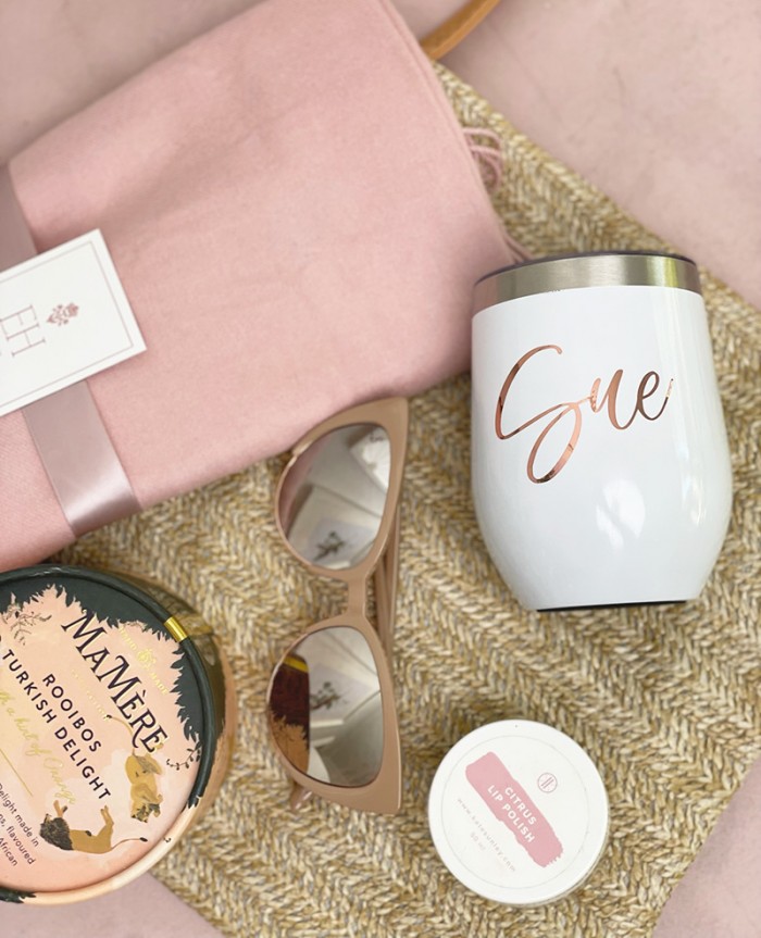 Blush pink and rose gold gift bag