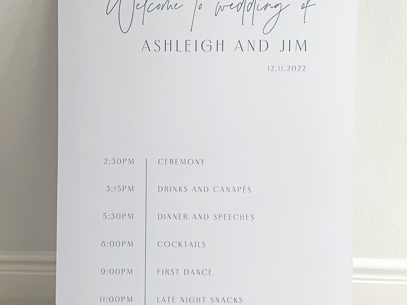 Ashleigh and Jim welcome sign