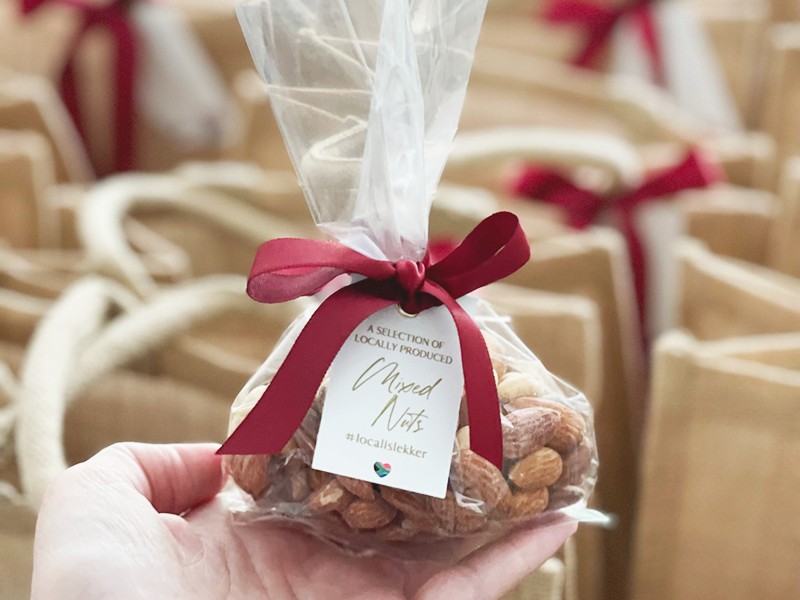 Eileen and Mikael bags of mixed nuts