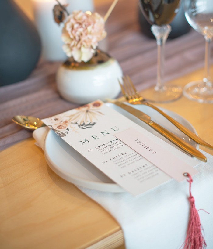 Floral Menu and place card
