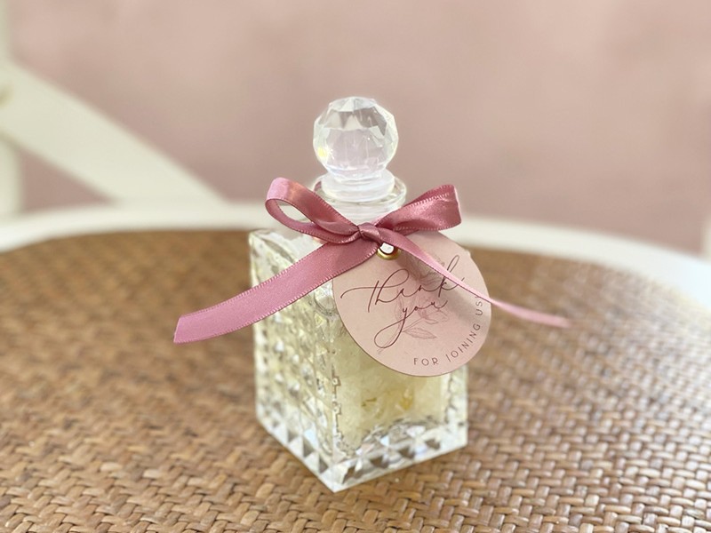 Glass faceted bath salt bottles