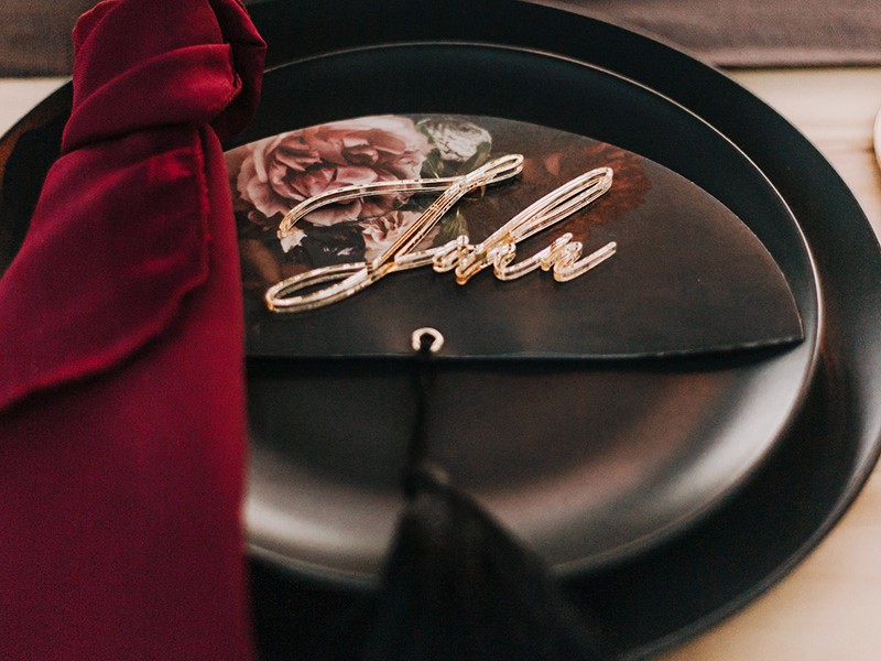 Gold acrylic guest name