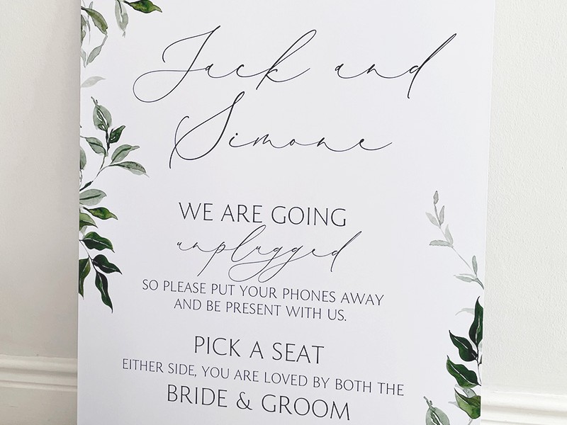 Jack and Simone unplugged sign