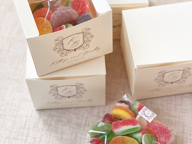 Kathryn and Bradley candy boxes