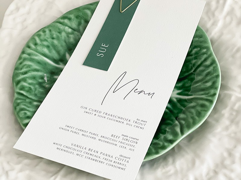 Simone and Jack wedding menu