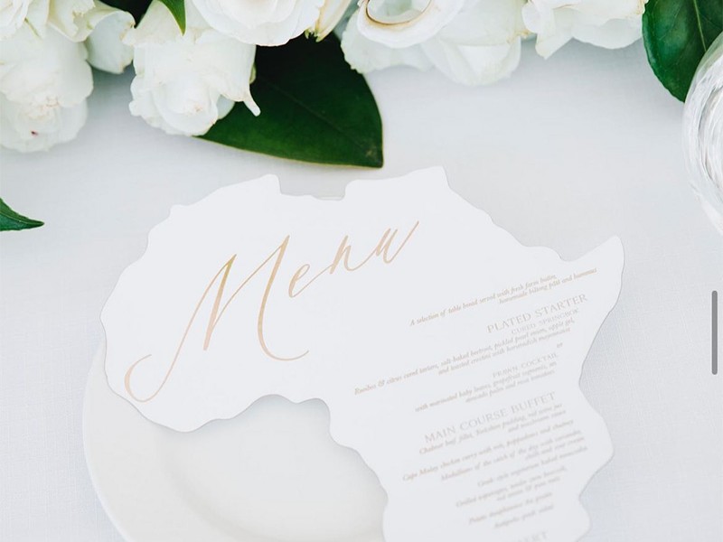 African continent shaped menu card