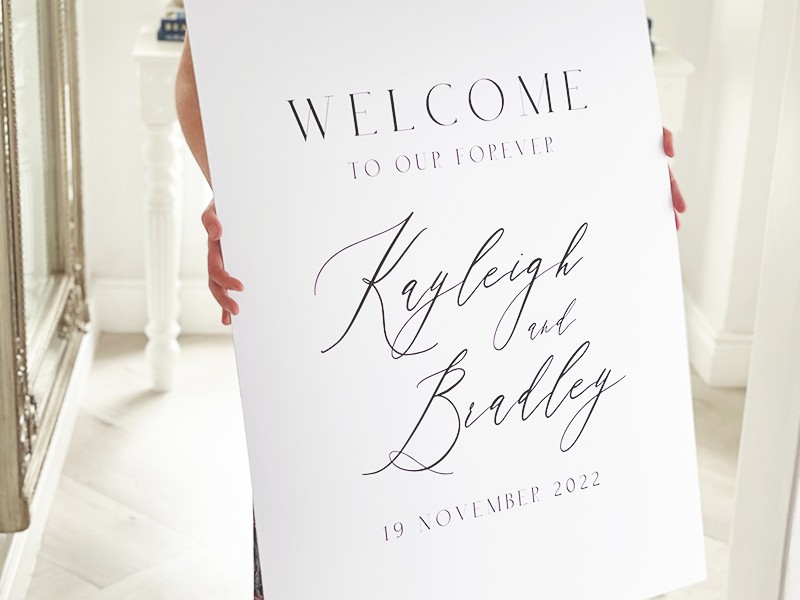 Kayleigh and Bradley wedding welcome sign