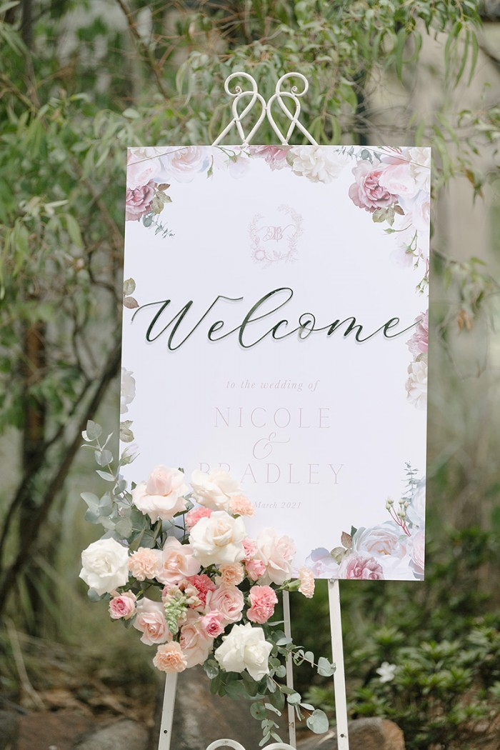 Nicole and Bradley wedding welcome sign