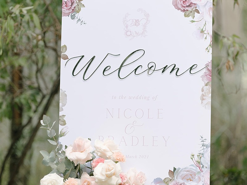 Nicole and Bradley wedding welcome sign