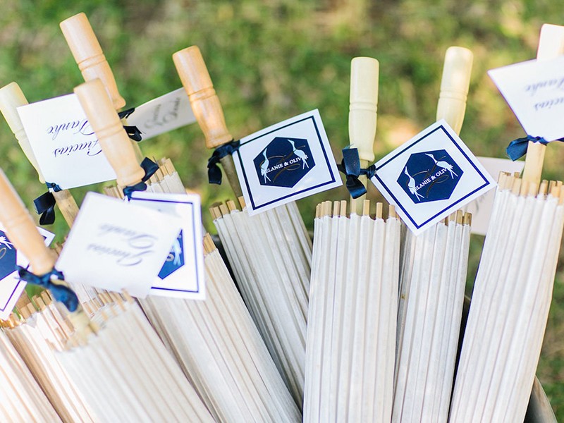 Parasol umbrellas with tags