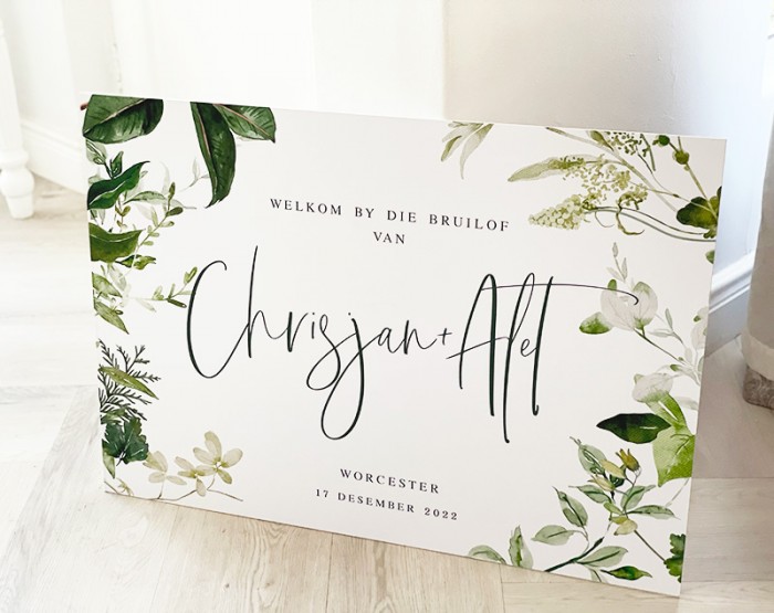 Alet and Chrisjan wedding welcome sign board