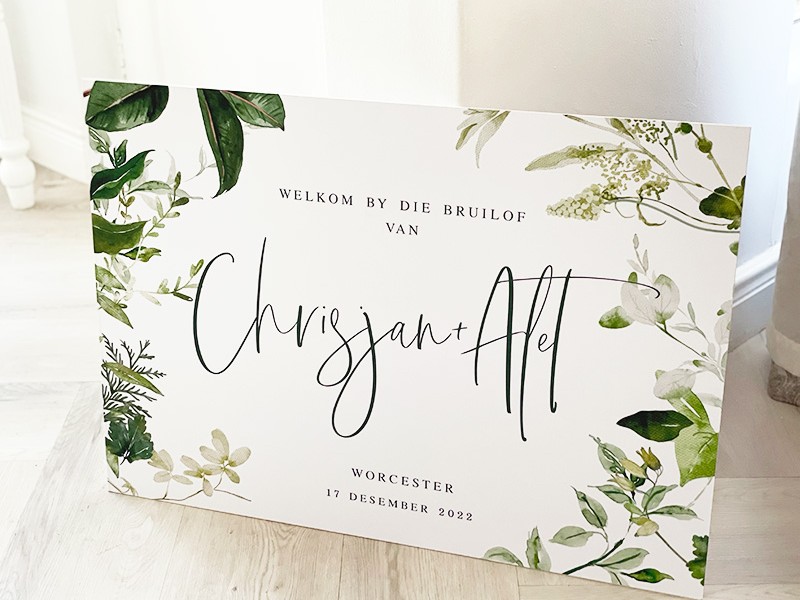 Alet and Chrisjan wedding welcome sign board