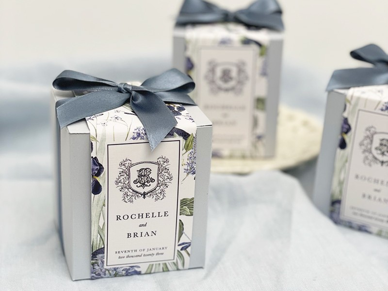 Blue and botanical gift favour box 2