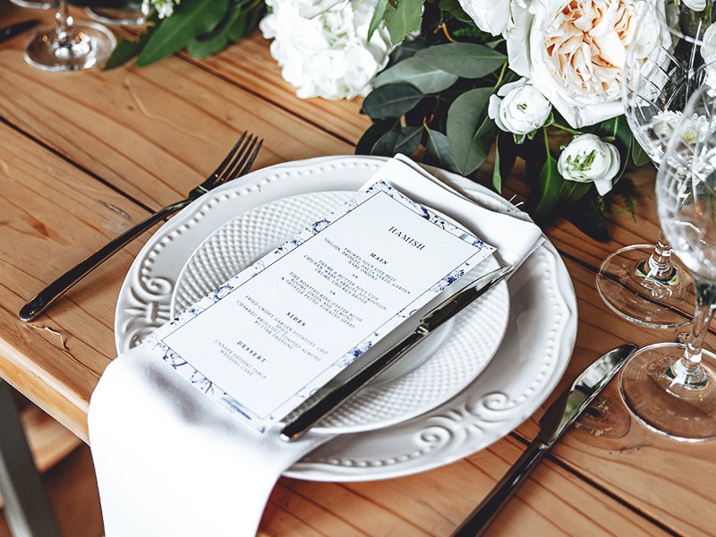 Blynn and Kyle wedding menu