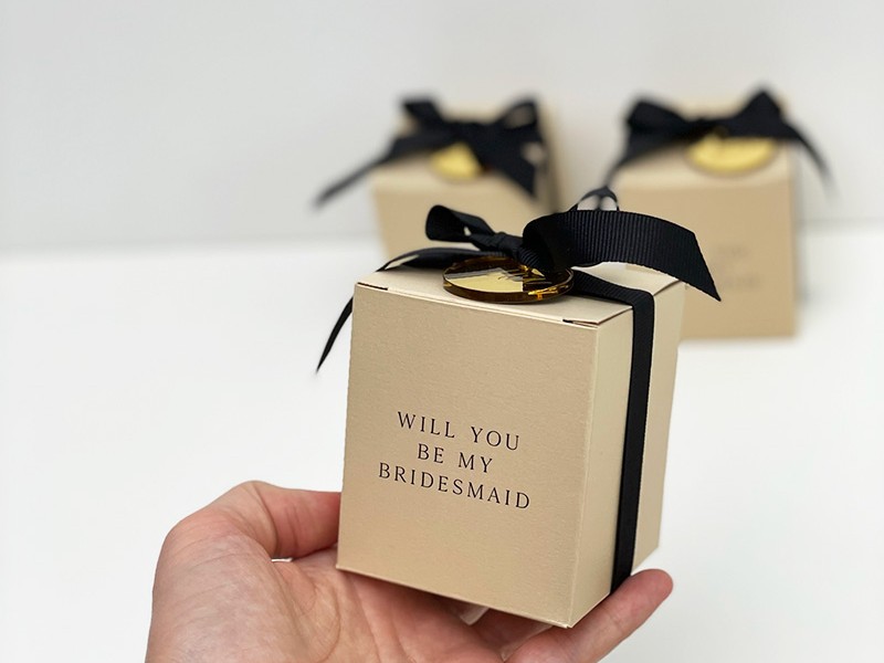 Bridesmaids black and gold gift box