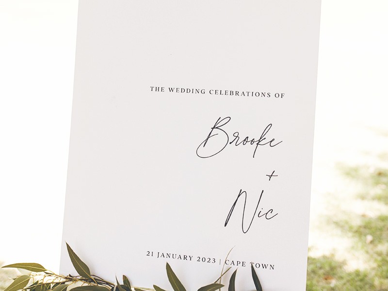 Brooke and Nic welcome sign