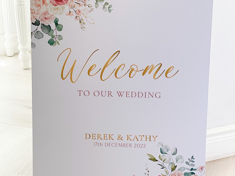 Derek and Kathy welcome sign
