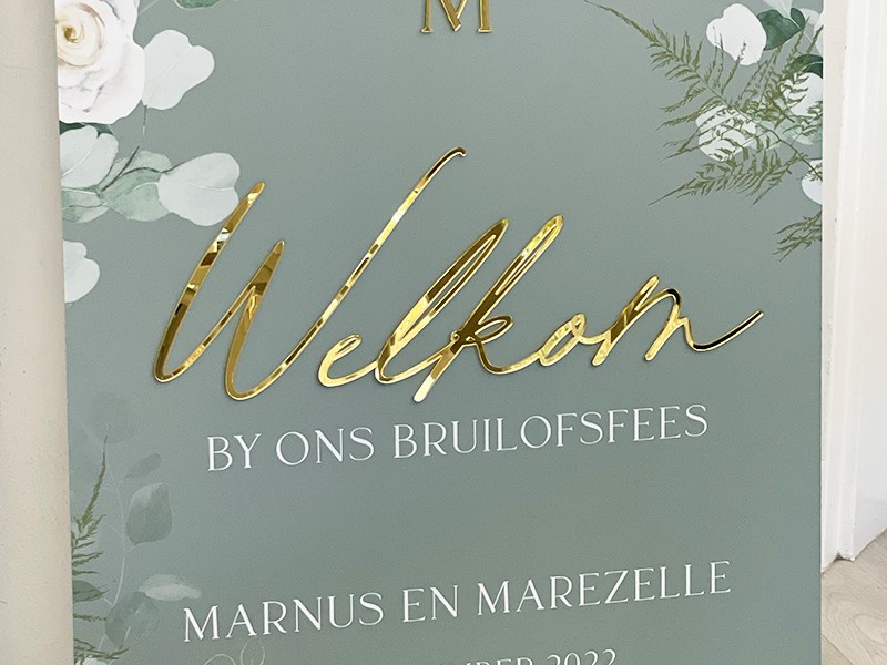 Marnus and Marezelle wedding welcome sign