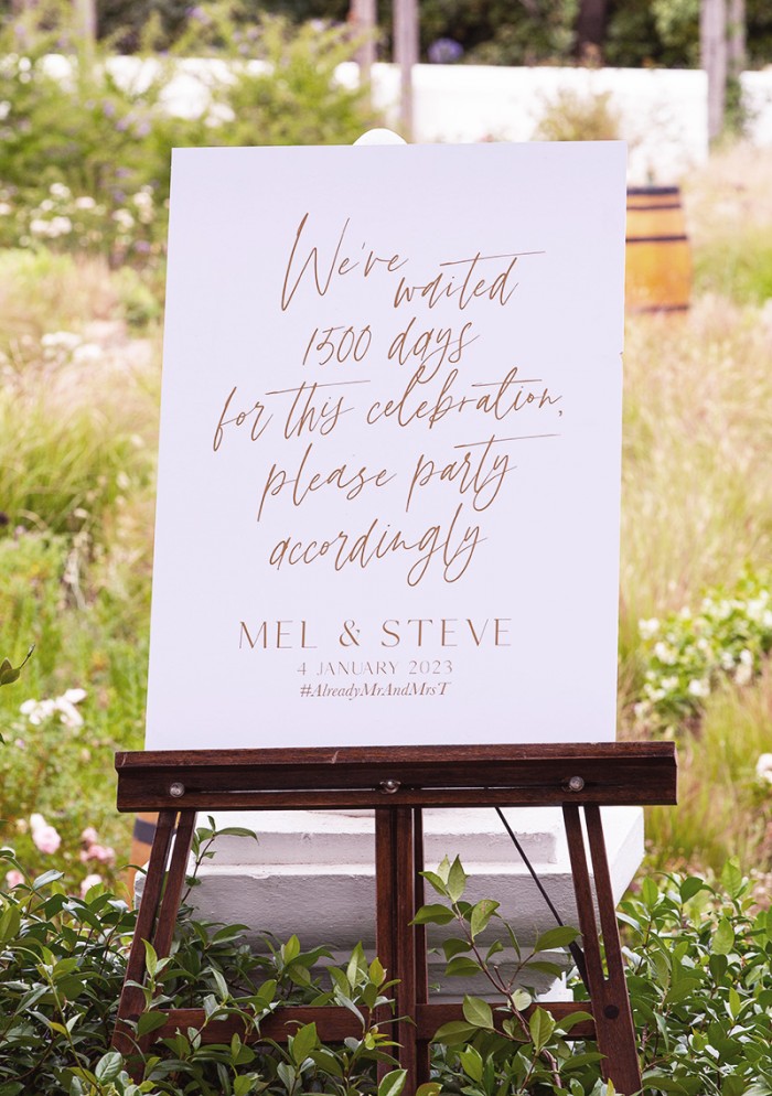 Mel and Steve wedding signage