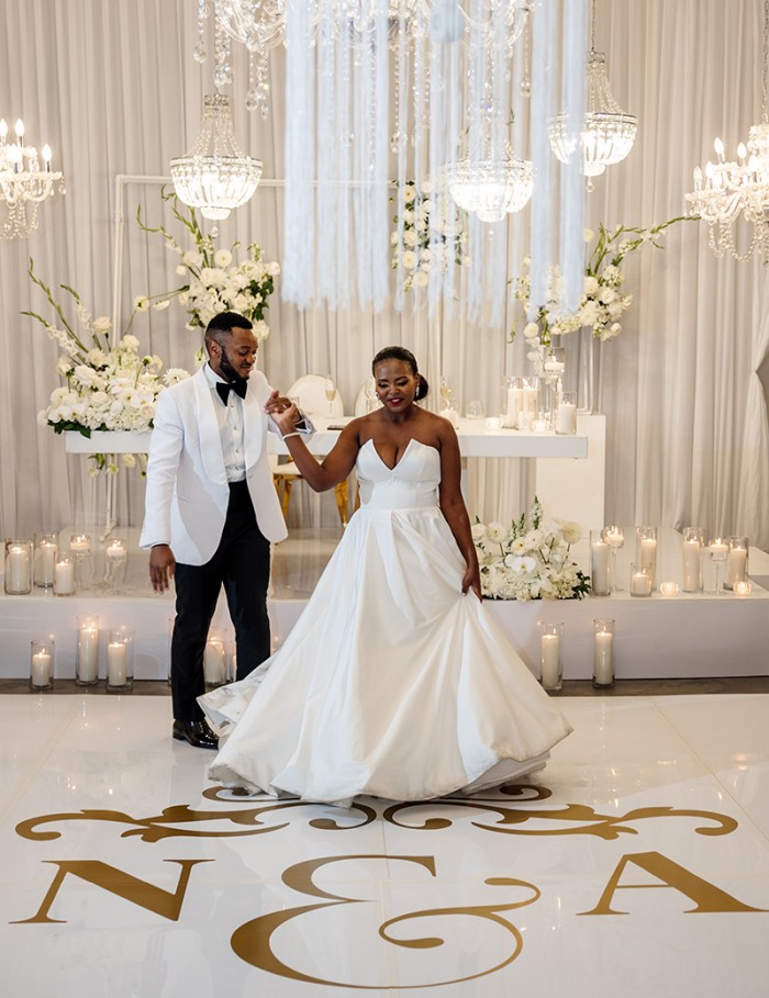 Monogrammed dance floor - Nosipho and Amo