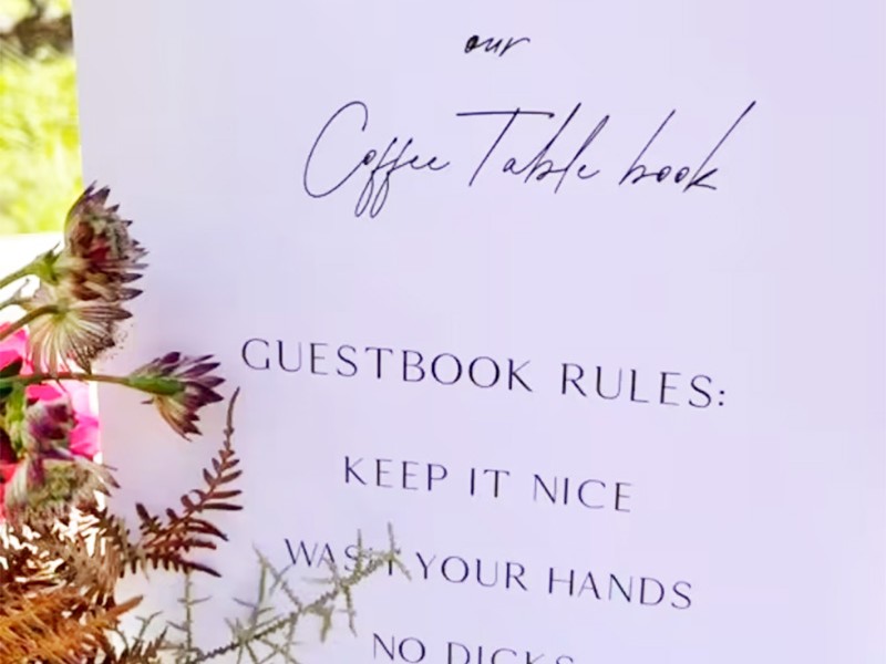 Natalie and David guest book sign