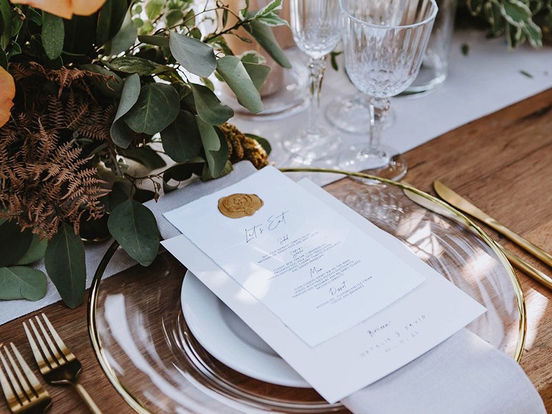 Natalie and David wedding menu