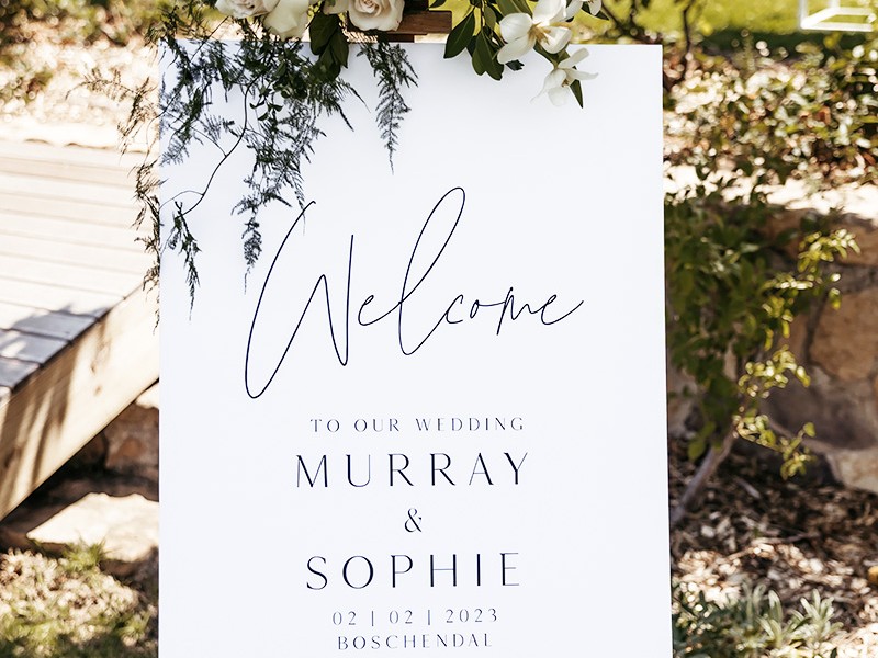 Sophie and Murrays wecome sign