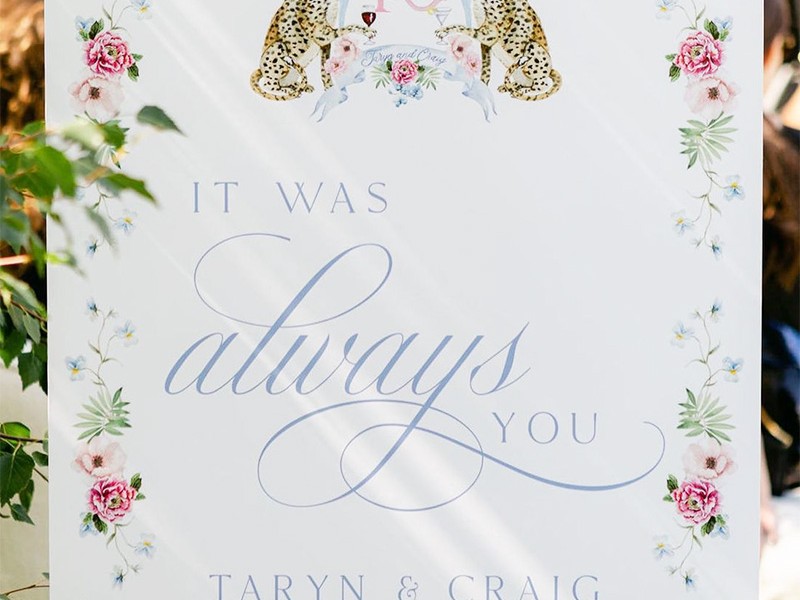 Taryn and Craig welcome sign