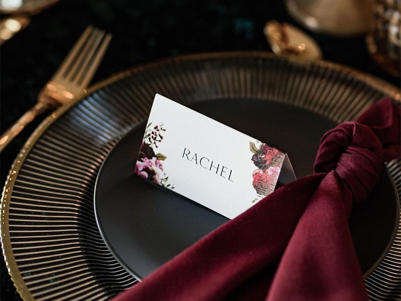 Tented wedding guest name card