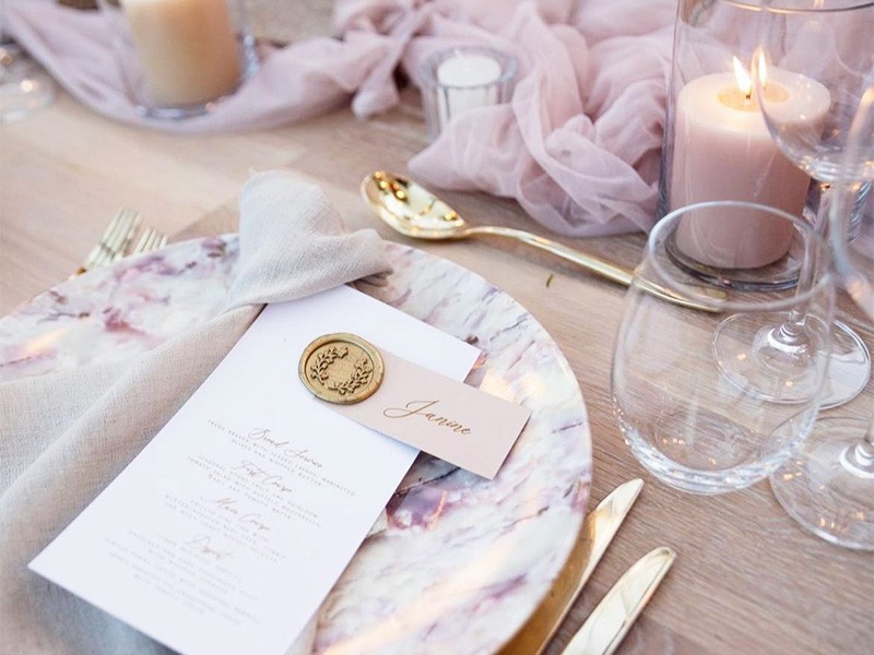 Wax seal menu and guest name