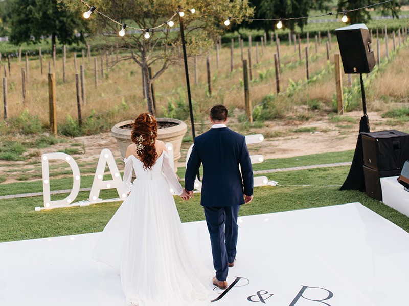 Jess and Ben dance floor vinyl sign