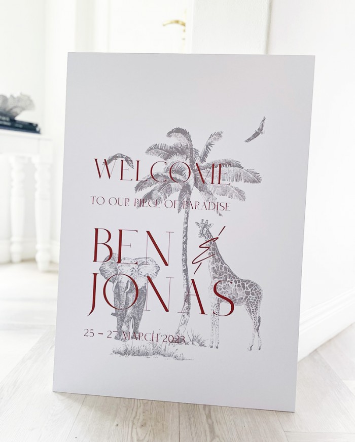 Ben and Jonas wedding welcome sign