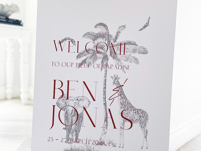Ben and Jonas wedding welcome sign