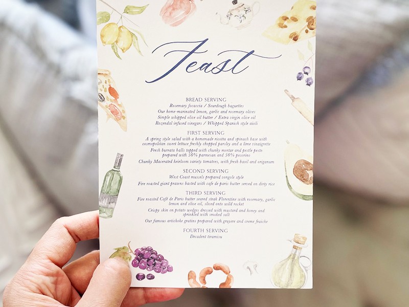 Illustrated feast menu