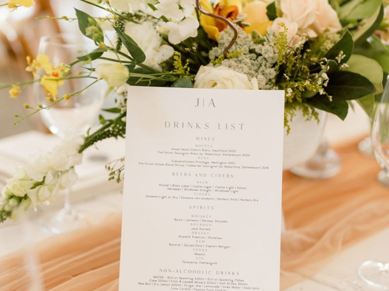 Julia Heywood drinks menus