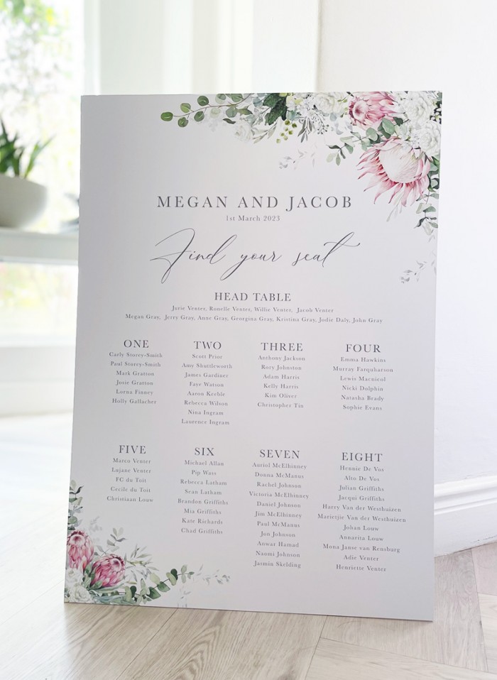 Megan and Jacob wedding seating plan