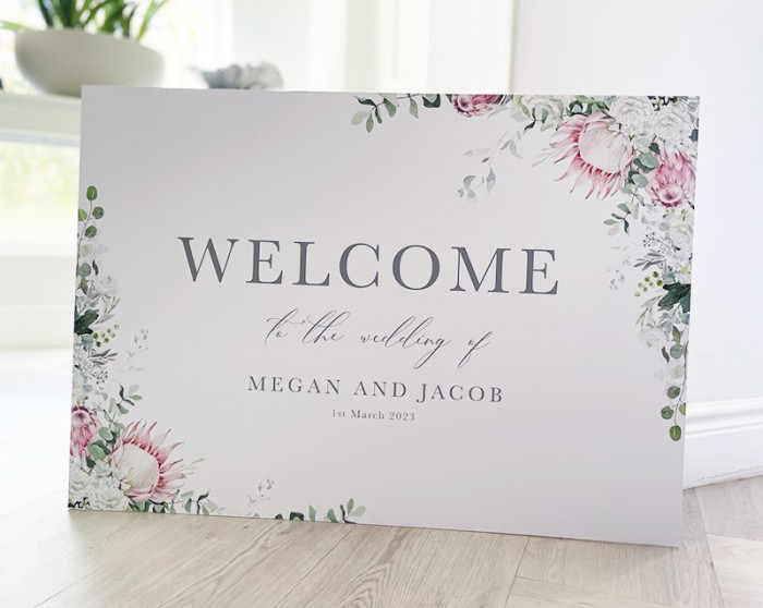Megan and Jacob welcome sign