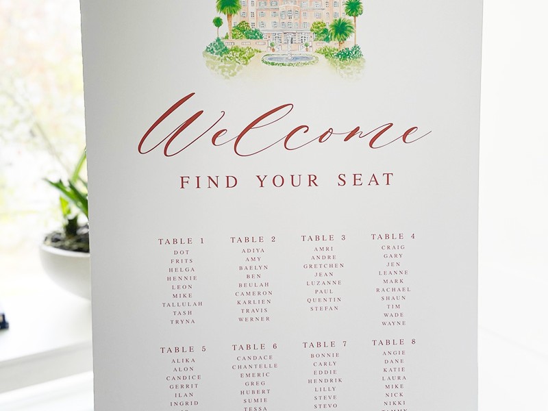 Tash and Leon wedding seating plan