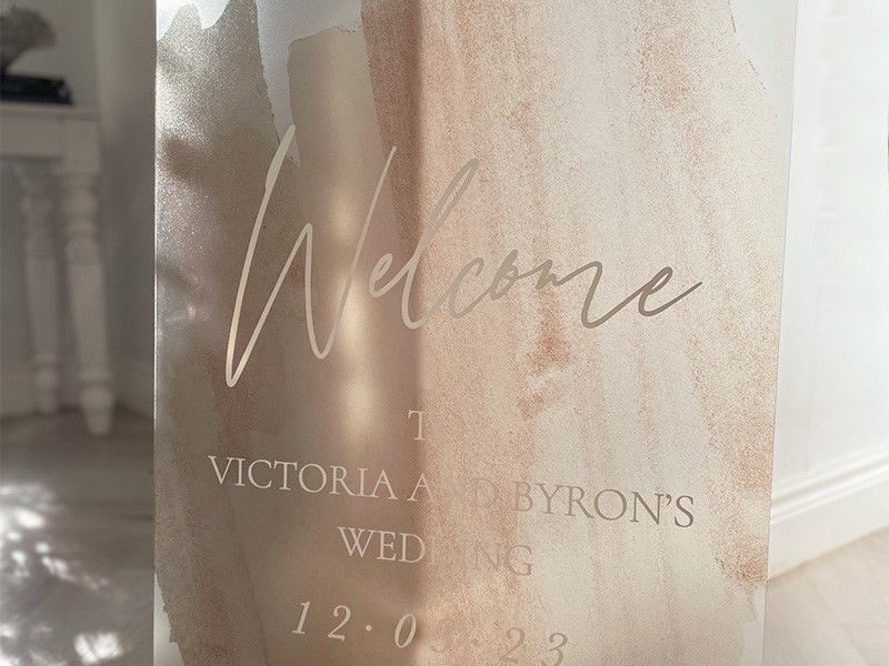 Victoria and Byrons acrylic welcome sign board