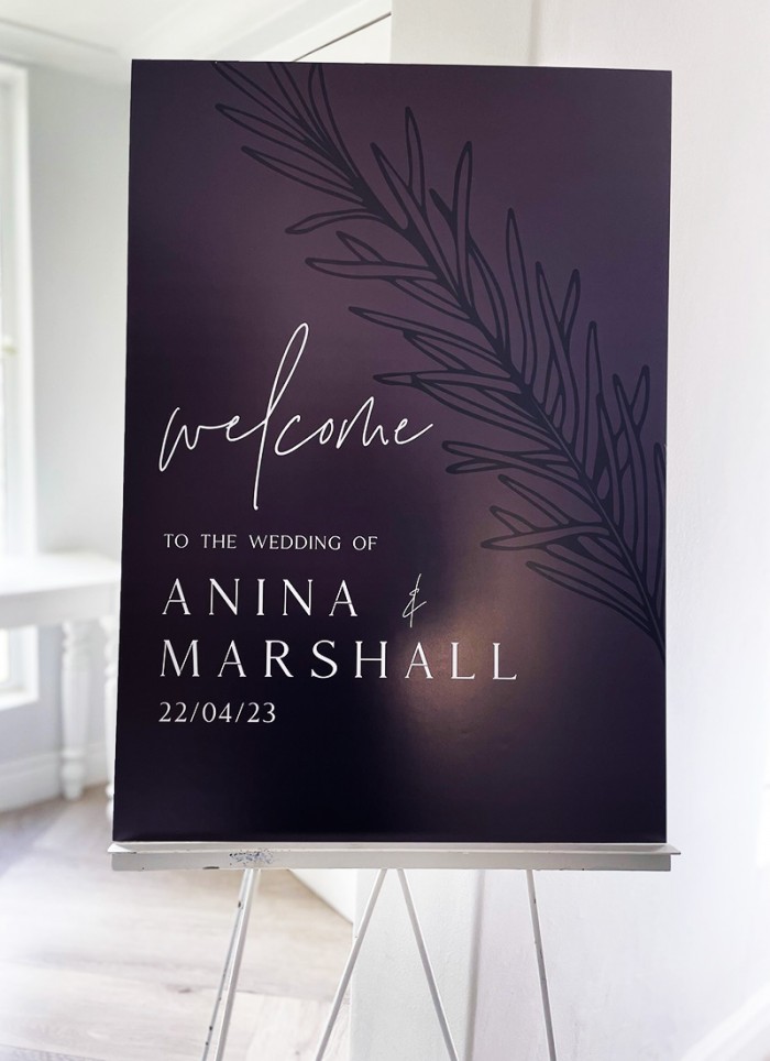 Anina and Marshalls wedding welcome sign