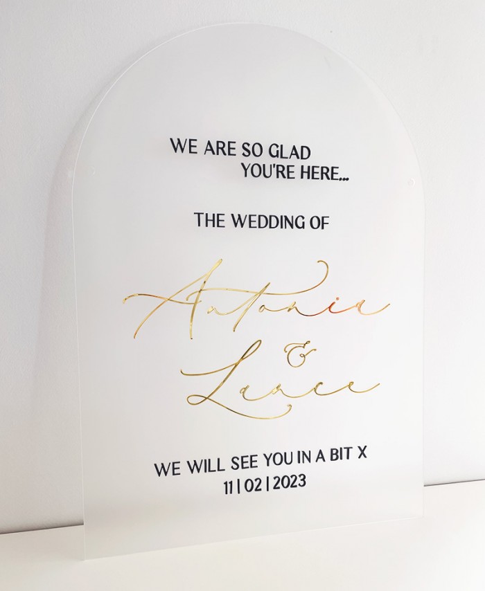 Antonia & Lance acrylic welcome sign