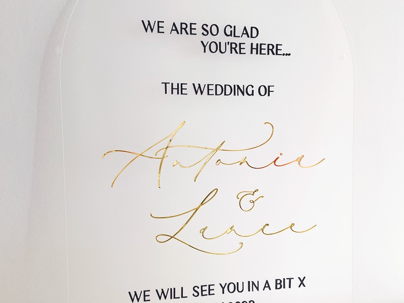 Antonia & Lance acrylic welcome sign