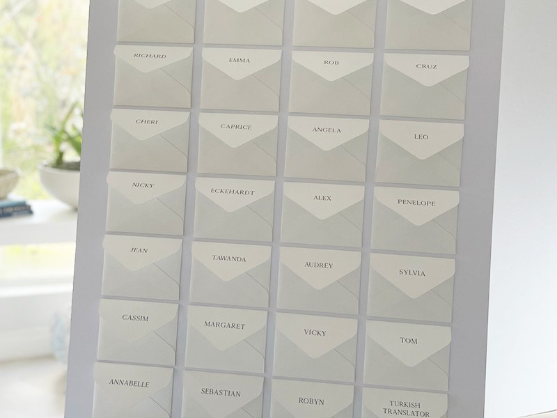 Envelope seating plan